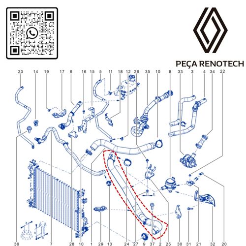 RN 38340R-NX 215038340R MANGUEIRA INF. DO RAD. MOT 1.6 16V H4M DUSCAPSAN IILOG II - 4